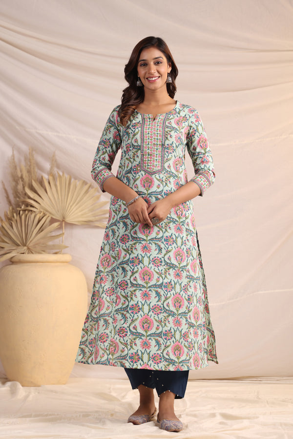 Shuddhi  Green and Pink Kurta