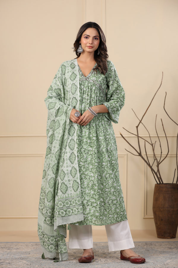 Grass Green Kurta Dupatta Set