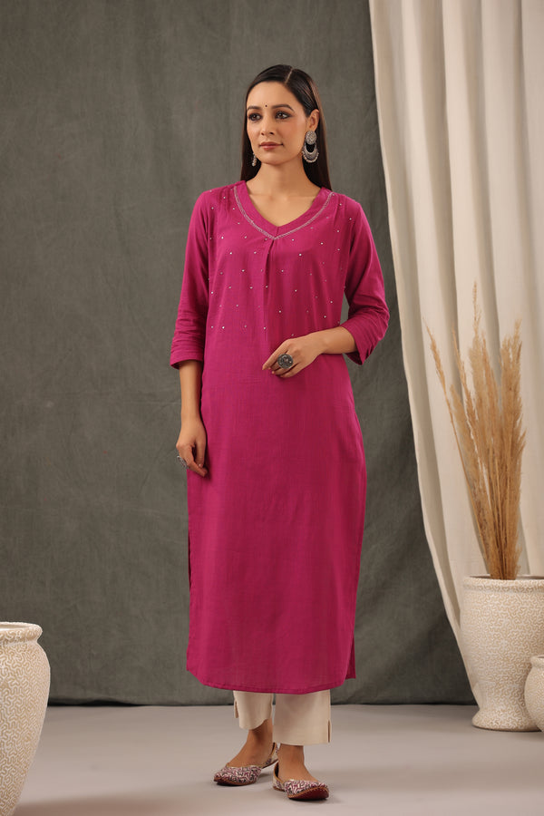 Magenta Pink  Kurta And Dupatta Set