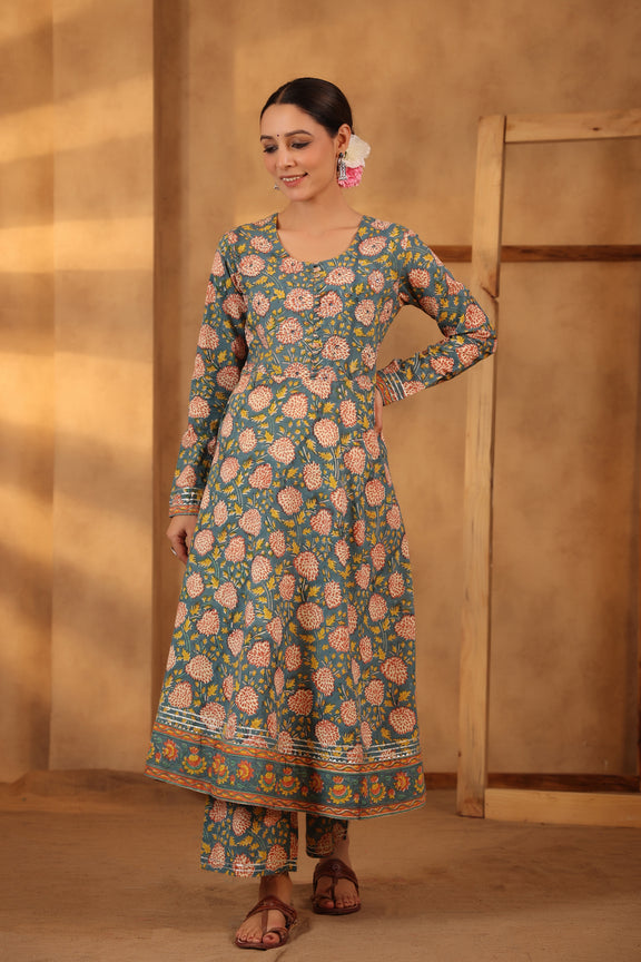 Bottle green Kurta and pant set  Shuddhistore