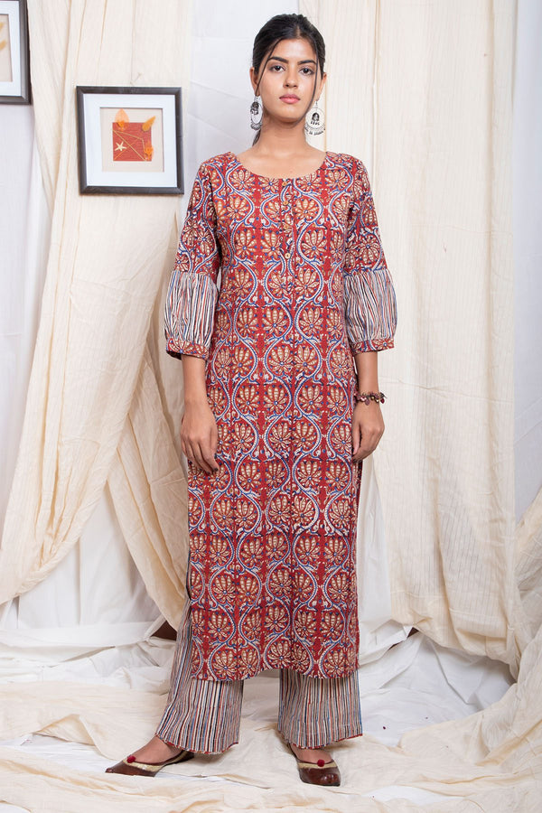 Shuddhi Handblock Kalamkari straight kurta