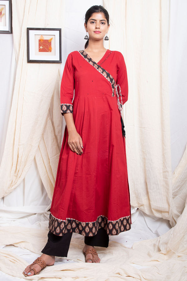 Shuddhi Red Anarkali A line Kurta