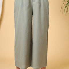 Laurel Green Cotton Casual Pants