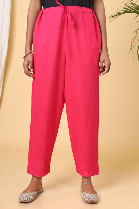 Strawberry Pink Cotton Casual Pant