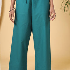 Pine Green Cotton Casual Pant