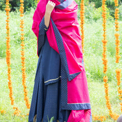 Shuddhi Blue And Pink Skirt/Kurta And Duppatta Set