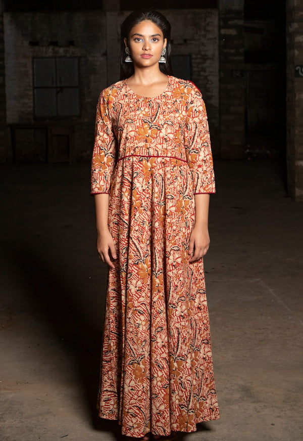 Shuddhi Brown And Mustard Long Dress