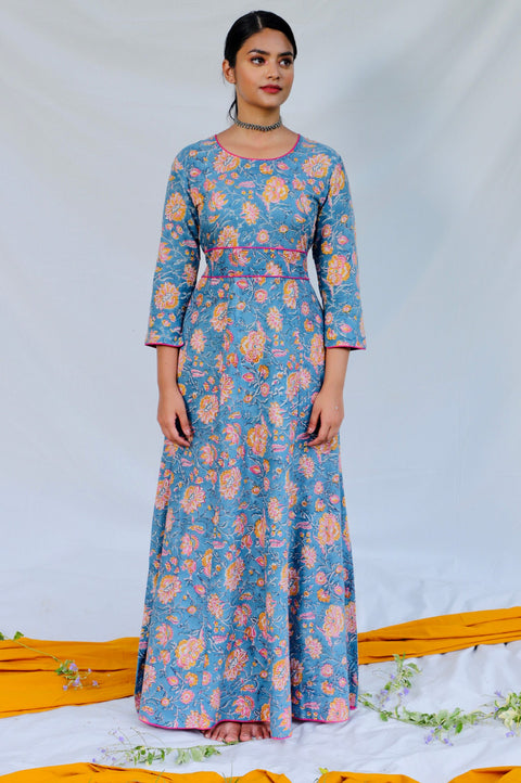 Shuddhi Sky Blue Anarkali Long Dress