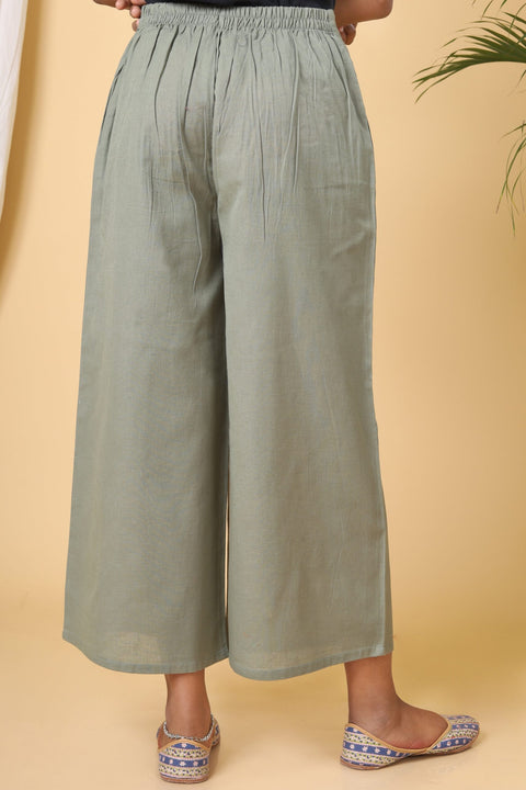 Laurel Green Cotton Casual Pants