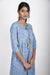 Cyan Blue with Cornflower Blue Handblock Printed Dress