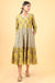 Shuddhi Beige and canarry yellow Handblock Printed long Dress