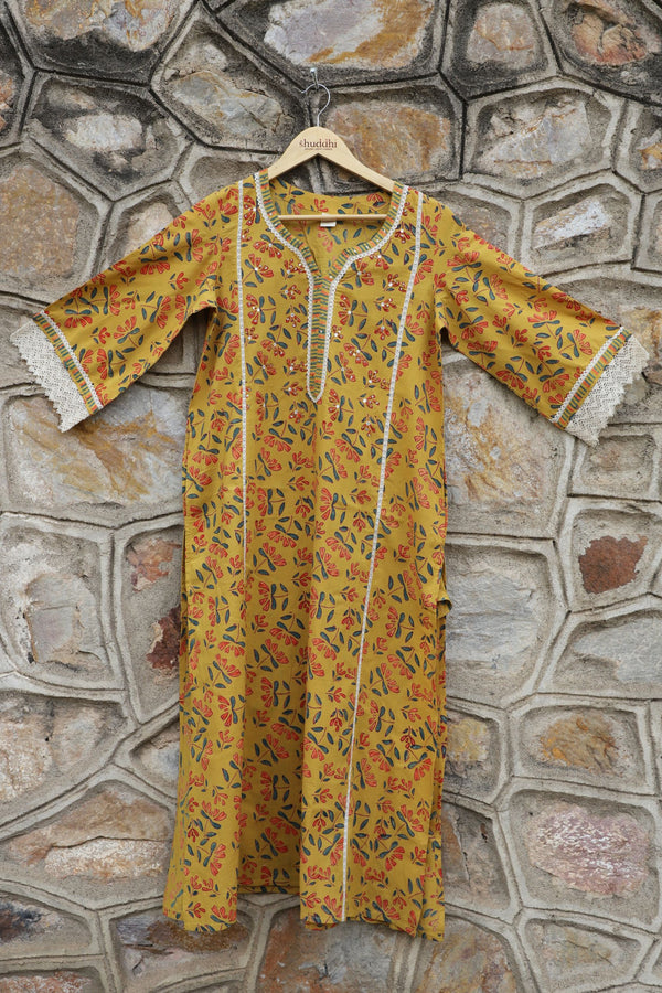 Orange Gold Yellow A line Kurta